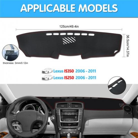 Red Line For Lexus IS250 IS350 Leather Non-Slip Dashboard Cover Mat Dashmat