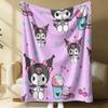 Kuromi Purple Polka Dot Flannel Blanket Soft Warm Throw Japanese Anime Camping Office Bedroom School Nap Blanket Summer Quilt