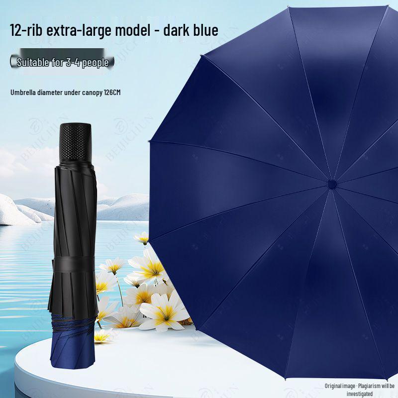 Extra Large, Thick, Reinforced Windproof Umbrella with Long Handle and Stylish Logo Print
