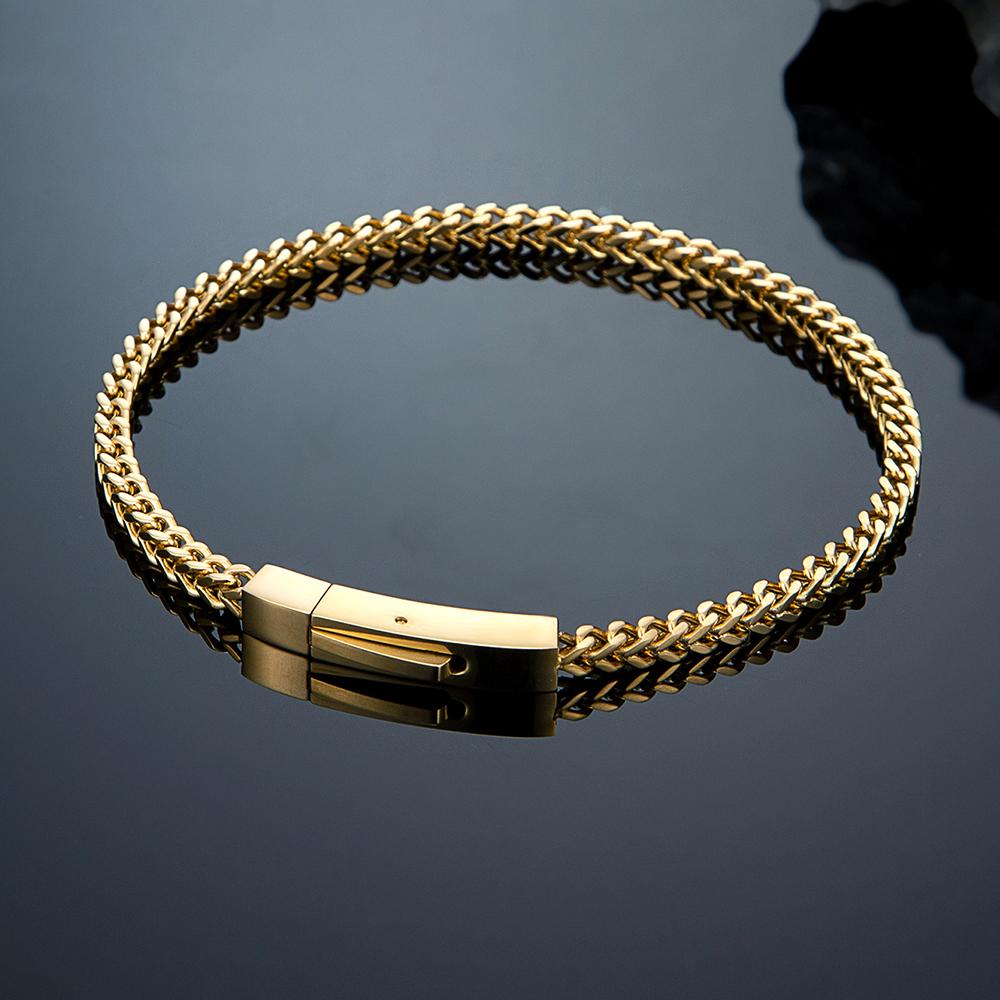 Mens 3MM Byzantine Cuban Link Chain Bracelets Retro Stainless Steel Link Wristband Vintage Jewelry Gift for Him Boy