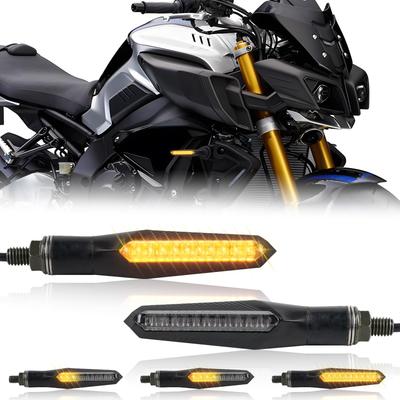 POPMOTORZ Motorcycle Turn Signal, LED Turn Signal, Flowing Amber, 12 V, High Brightness, E-Mark, Resistance, Universal Type, Smoke Lens