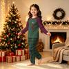 Family Matching Christmas Pajama Set with Long Sleeve Neck Top and Pants for Kids and Adults