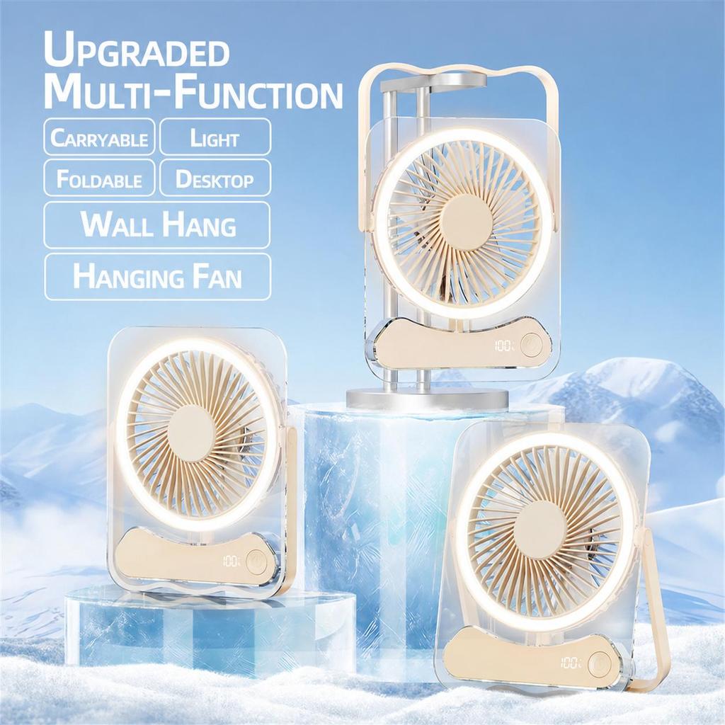 F10 Silent Mini Fan: 5-in-1 Mini Desktop Fan Portable Silent Fan 5-Speed Settings Rechargeable Air Circulator—Ideal for Kitchens Bedrooms Office