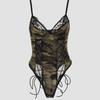 Quick-Delivery Camouflage Lace Hollow-Out Bandage Bodysuit