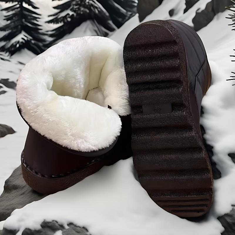 New Winter Plus-Size Women'S Boots with Thickened Fleece High-Tube Round-Toe Flat Snow Boots