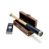 Antique Design Telescope Handheld, Wooden Box Optic Nautical Pirate Scope Spyglass, Leather Covered Telescope with Anchor Engraved Box