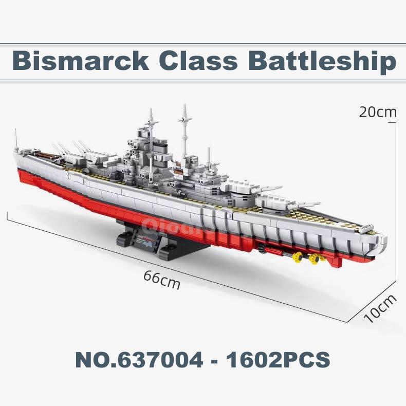 WW2 Military Warships KMS Bismarck Battleship Collection Building Blocks Bricks World War II 2 Classic Model For Children s gift 75.2CM LONG