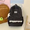 Zaino Grigio Nebbia con Ciondolo a Forma di Stella in Pizzo Borsa da Scuola Femminile Semplice a Pois Vento Gentile Zaino Grande Capacità per Studenti delle Scuole Medie