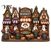 Haunted House Wall Decoration Halloween Wooden Hanging Pendant with Hemp Rope for Door Autumn Seasonal Art Decoration, Castle Ornaments Pumpkin Ghost