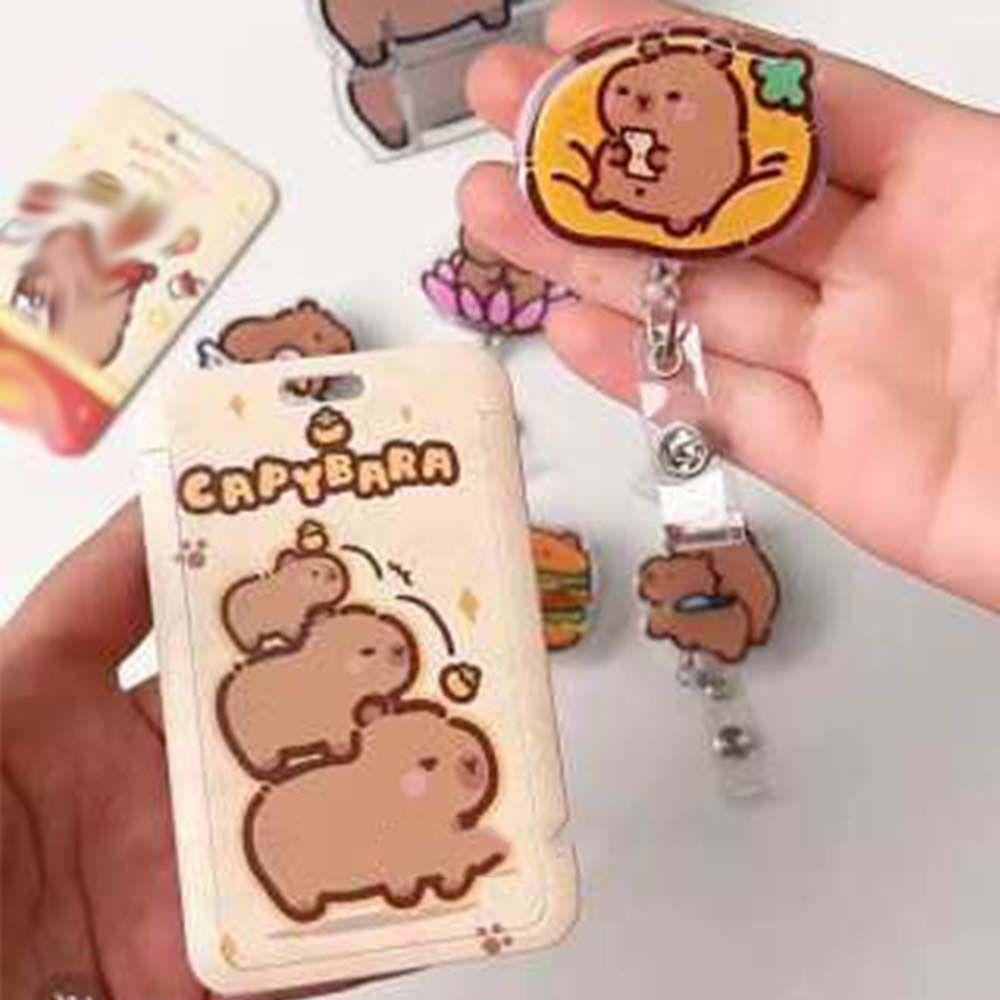Acrylic Capybara Badge Reel Cartoon Hospital Badge Holder Cartoon Name Card Holder  Nurse