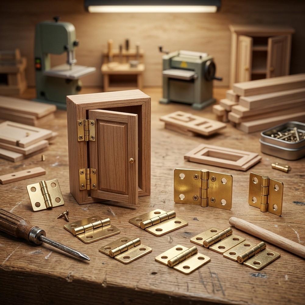 Miniature Brass Plated Hinges for Miniature Boxes and Dolls Houses