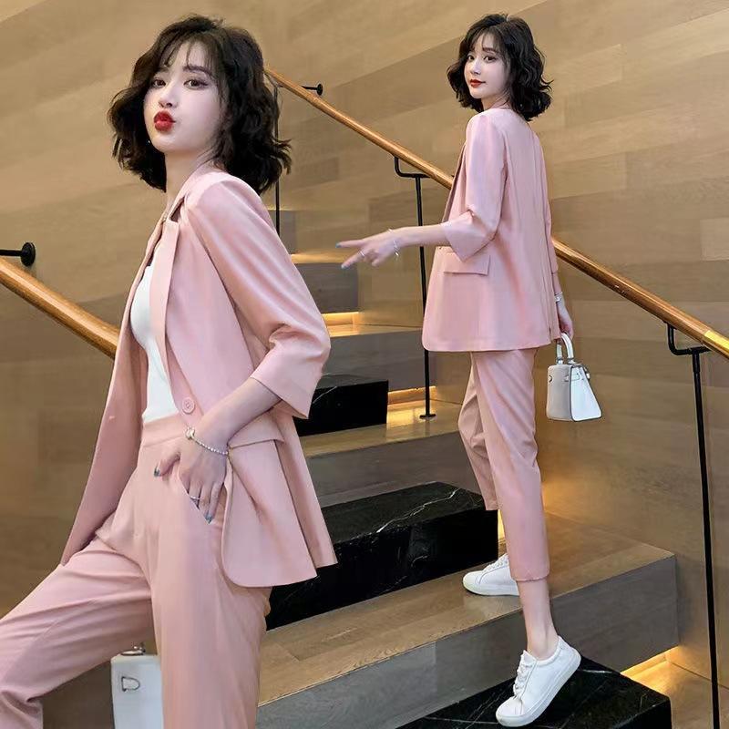 Fashion Suit Jacket Two Piece Sets for Women Green Women's Blazer and Pants Suits Set 2 Elegant Pieces Fall Outfits Autumn