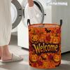 2D Flat Style Halloween Pumpkin Spider Web Laundry Basket, Dirty Clothes Basket 1pc, Sturdy Storage Basket for Bedroom Bathroom Garage, Seasonal Decor