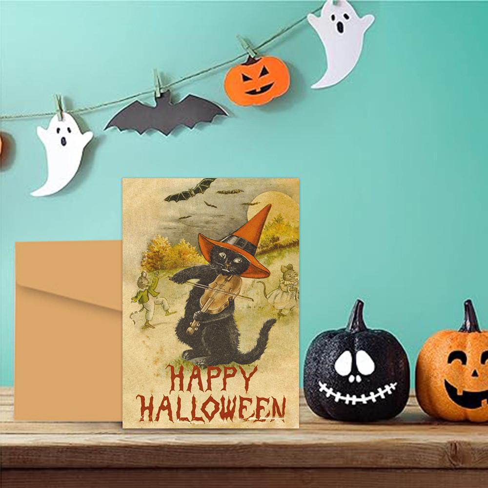 Invitation Halloween Pumpkin Cards With Greeting Purposes Party Set Decorations