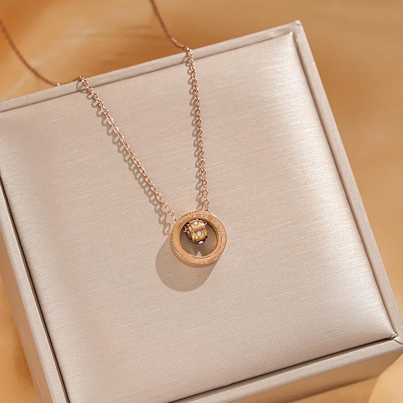 Roman Numeral Titanium Steel Necklace - Women's Fashionable Clavicle Chain In a Luxurious Light Style