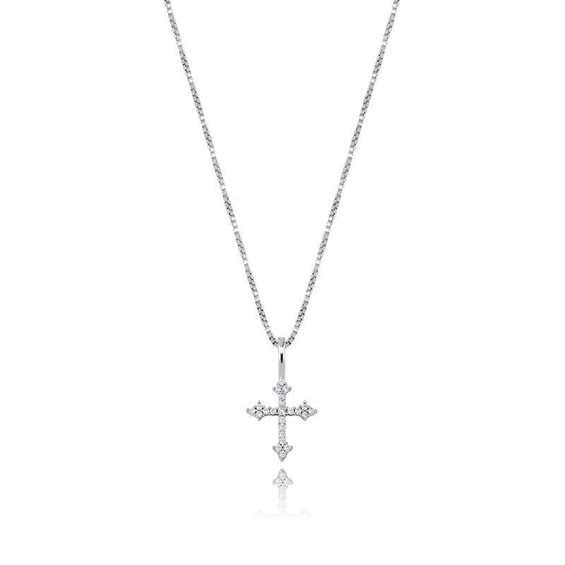 Trendy 925 Silver Cross Zircon Pendant Necklace - European & American Hip-hop Style