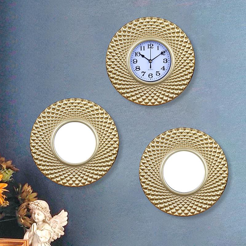 

Новые тройные настенные часы для гостиной, бесшумные настенные часы, простые модные часы, настенные часы для украшения wall clock + 2 mirror [three-piece set] style 3