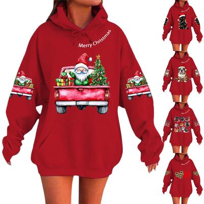 Damen Modisches Lässiges Langärmliges Weihnachtsfeiertags-Party Bedrucktes Kapuzensweatshirt