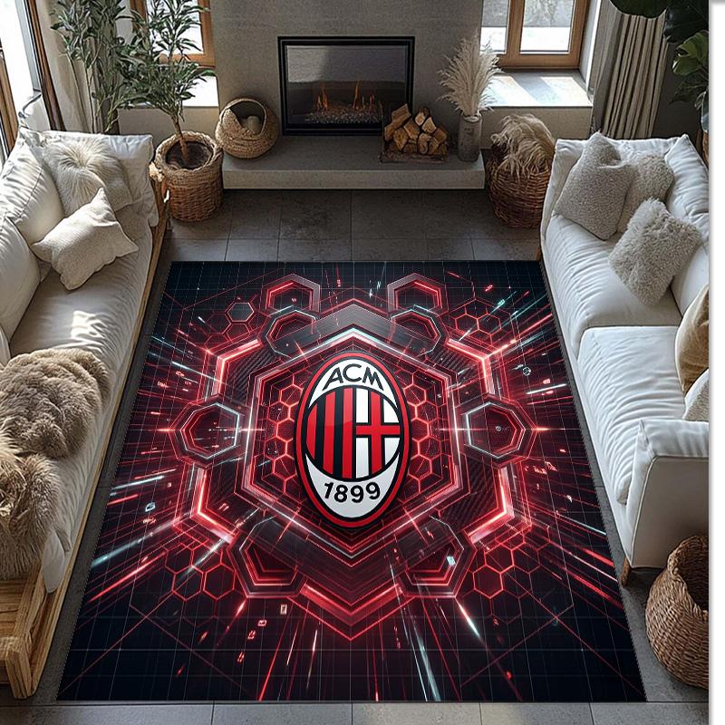 AC Milan Printed Flannel Area Rug Non Slip Soft Polyester Floor Carpet Indoor Decor Mat for Bedroom Living Room Sofa Game Room Home Decoration