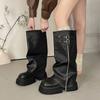Módní univerzální platformové boty na hrubém podpatku Dámské 2025 Podzim a zima Platformové punkové kalhotové boty se sukní