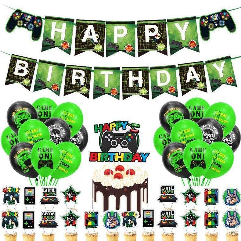 

Gamepad Game-themed Birthday Set for Children s Birthday Party Decorations suit