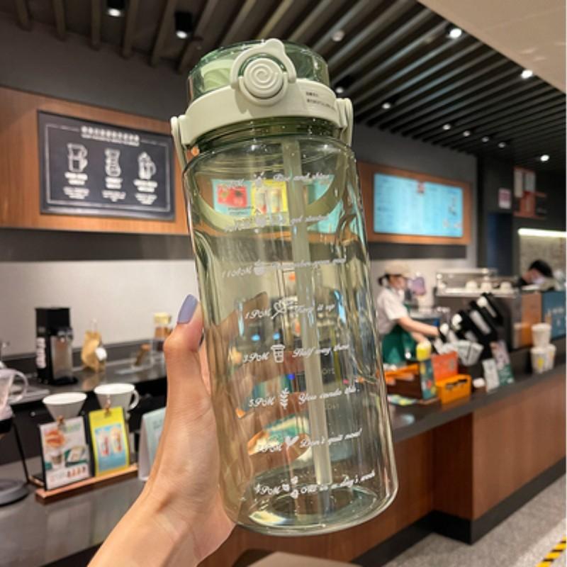 Outdoor high-value portable water cup Plastic cup with straw Double drinking cup