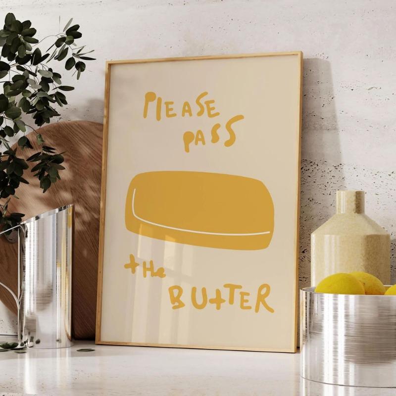 1pc Butter Poster Minimalist Kitchen Decor Funky Fun Food Baking Wall Art Perfect Gift for Butter Lovers Home Living Room Decor