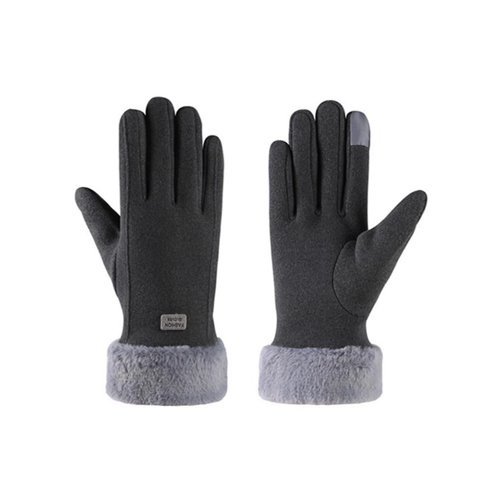 Winter Warm Gloves for Women Soft Fleece Lined Touchscreen Faux Fur Cuff Classic Design Cold Gloves