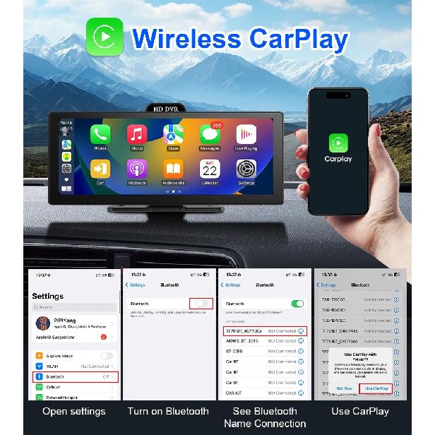 2025 New 4K Dash Cam Wireless Carplay Android Auto Support Rearview Camera 5GHz Wi-Fi Car DVR Black Box Automotive Accessories