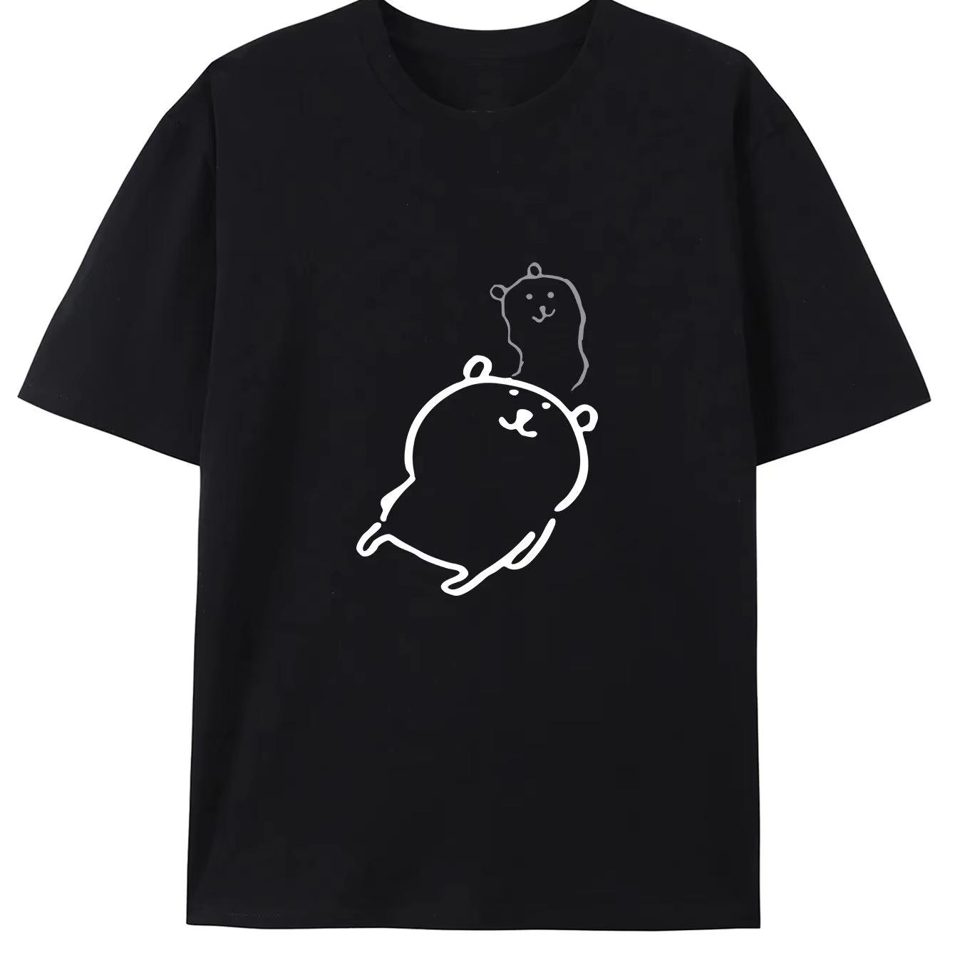 

Short Sleeve TShirts Fashion Cute Cartoon Print Round Neck Breathable for Oversized Casual Unisex Y2k Top Graphic T Shirts S