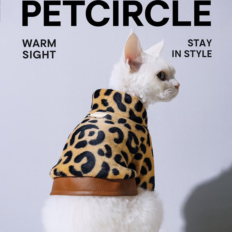 Autumn / Winter Cat Coat New Thickened Leopard Print Warm Jacket Dog Clothes Pet Outfit