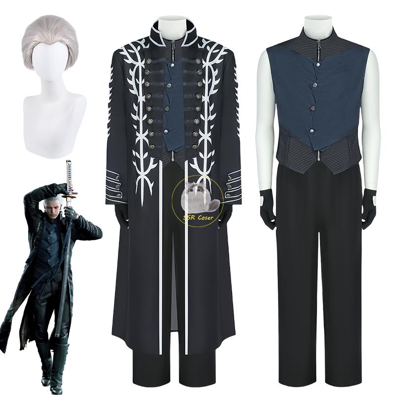 Spiel DMC5 Cosplay Kostüm Vergil Cosplay Vergil Perücke Nelo Uniform DMC5 Verkleidung Halloween Karneval Kostüm für Herren Comic Con