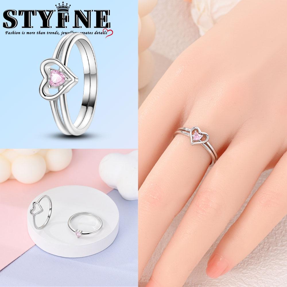 Valentine Day Engagement Ring copper Heart, Red, Pink, White, Blue Ring for Women Holiday Jewellery Gift High Quality
