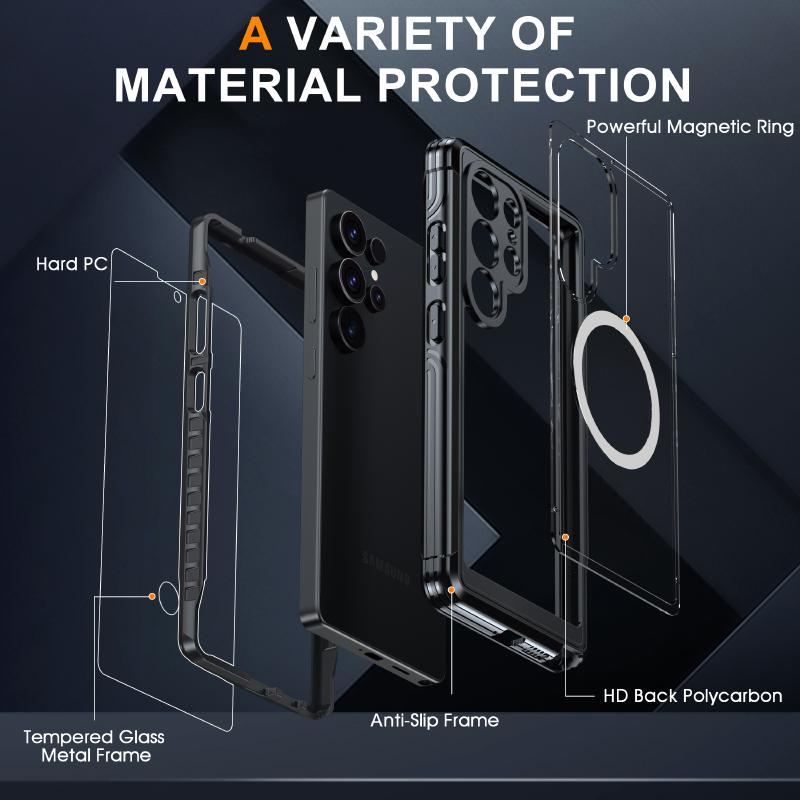 For Magsafe Wireless Charging 360°Full Protection Transparent Phone Case For Samsung S25 Ultra Edge S24 Ultra Plus S23 FE A56