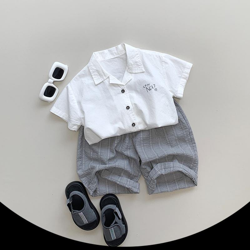 Children's Thin Vertical Striped Pants Cropped Pants Boys and Women's Summer Korean Casual Pants Mosquito Proof Pants