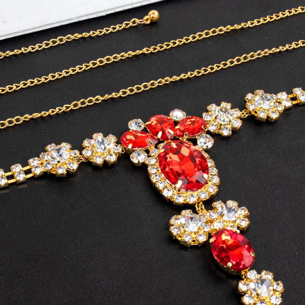 Cross-Border Hot-Selling Ruby Rhinestone Bikini Body Chain Thong