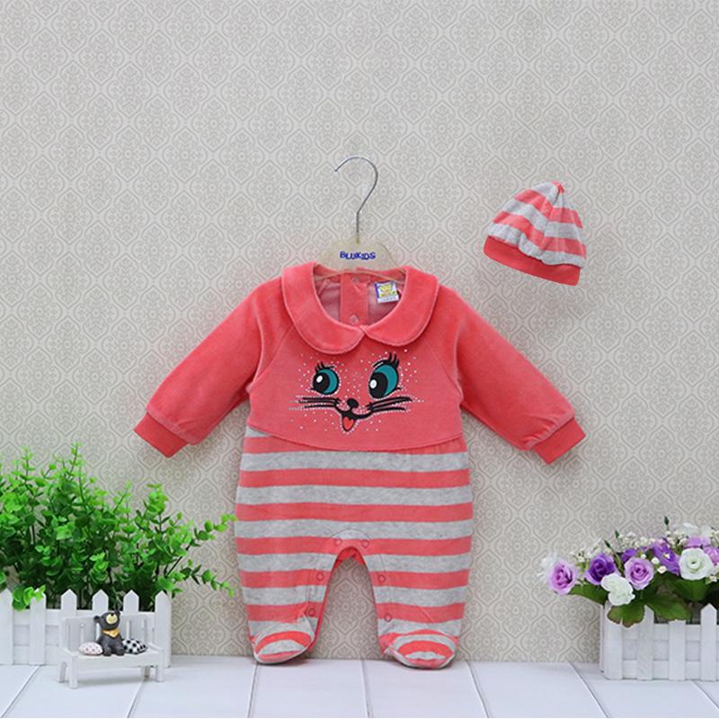 Velour Fleece Warm Soft Baby One Piece Zipper Bodysuit Winter Boy Girl Footies Infant Newborn Sleep Clothes for Dolls