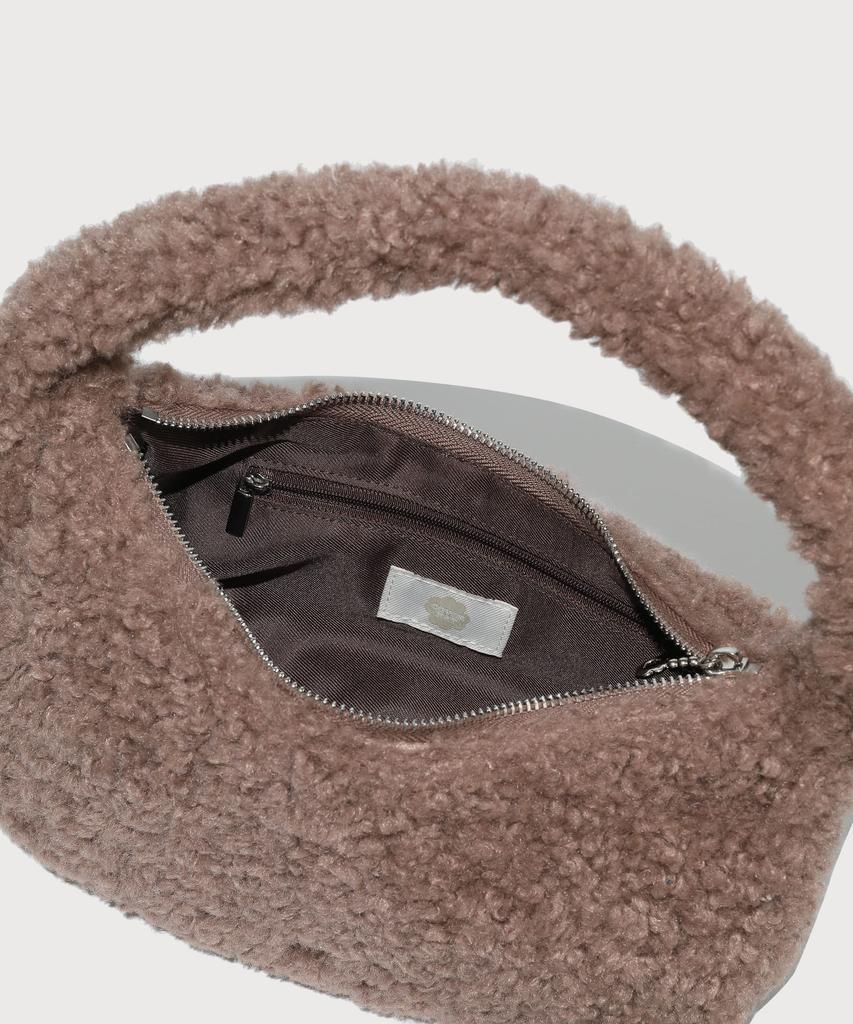 Covernat Woman Clover Heart Fluffy Hobo Bag Brown