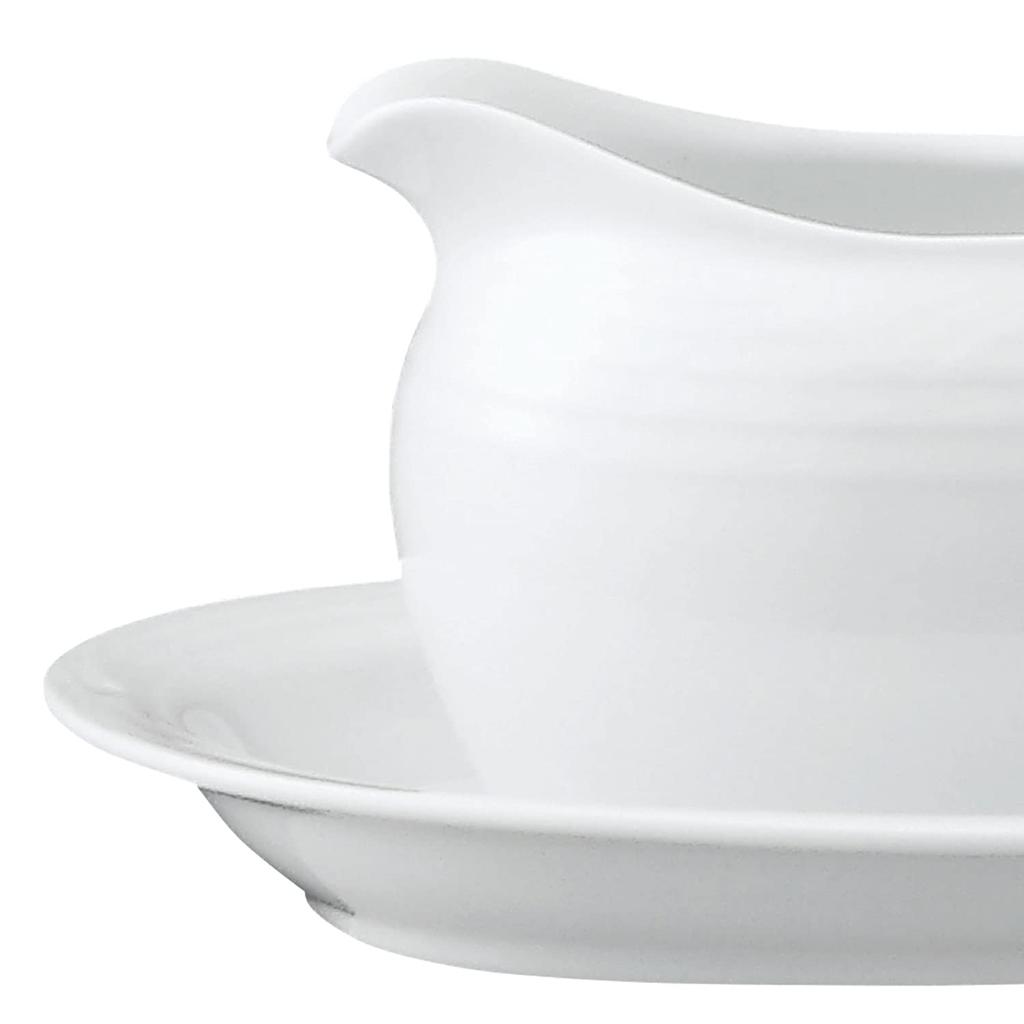 Noritake Gravy Boat, 360cc, Arctic White, Microwave and Dishwasher Safe, Fine Porcelain (White), 91541C/4000