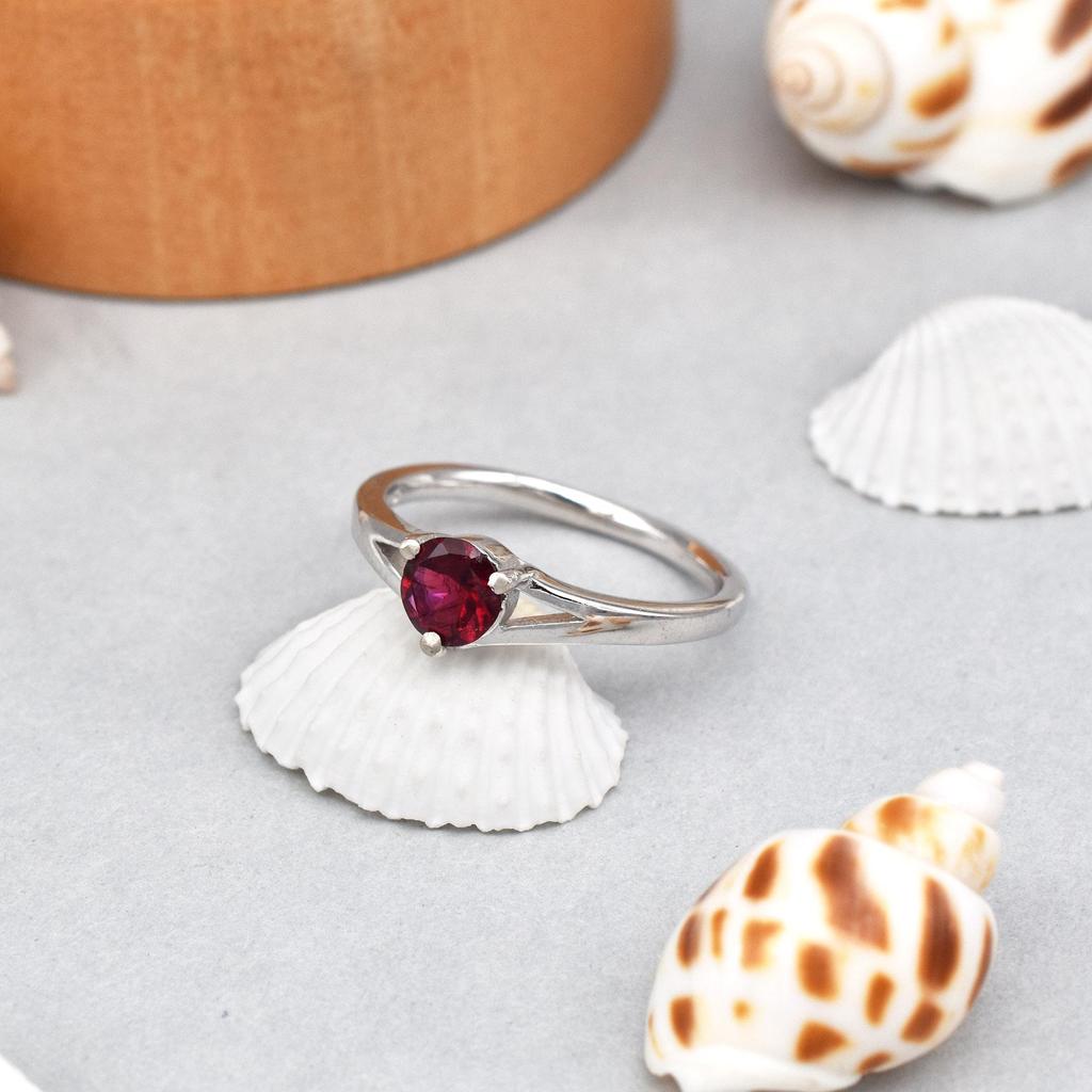 925 Sterling Silver Natural Rhodolite Garnet Gemstone Ring 5.5 US Gift Ring Engagement, Wedding, Birthday, or Valentine's Day Gift.