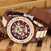Braune Hohl-Luxus-Design Herren Automatische Mechanische Handaufzugsuhr Lässige Mode-Trend-Accessoires Herren-Holzuhr