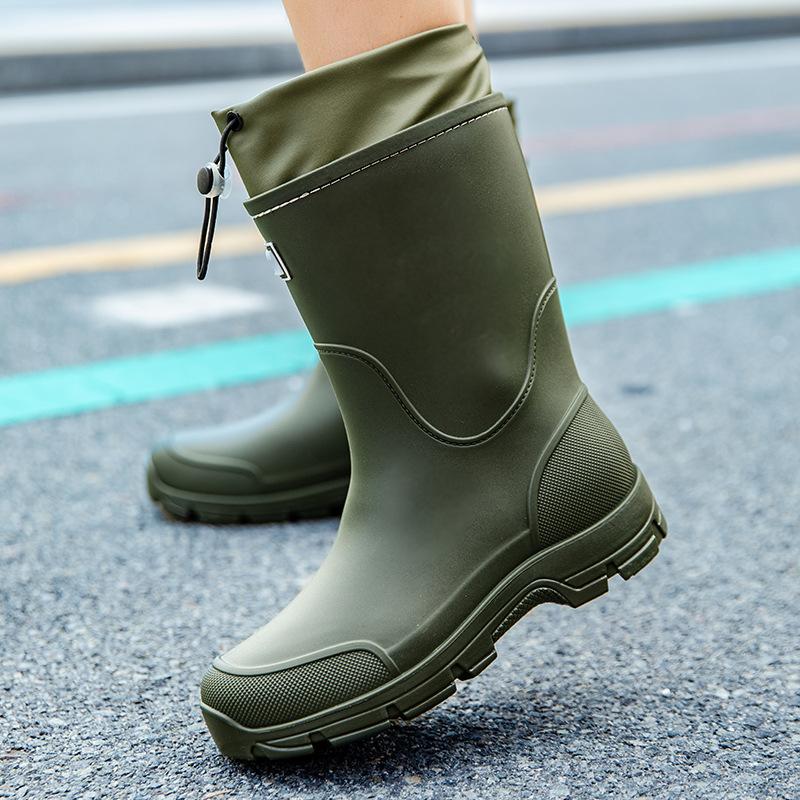 Rain Boots for Men Gum Fishing Non-slip Man Shoes Cheap Middle Tube Water Shoes Outdoor Wear-resistant Garden Outdoor Work Shoes
