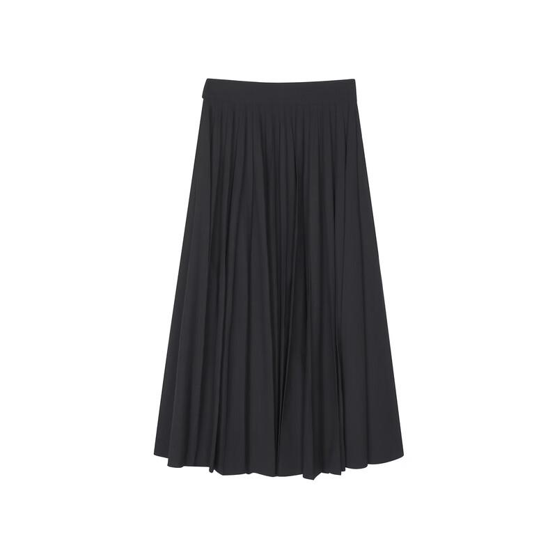 Less 2024 Autumn Merino Wool Pleated Long Skirt