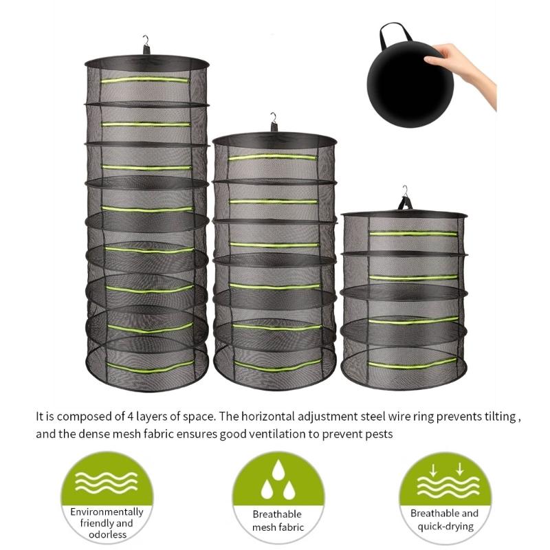 Foldable Ventilated Mesh Organiser With Hanging Hook Rustproof Nylon Designs Rack For Camping Home Storage Solution