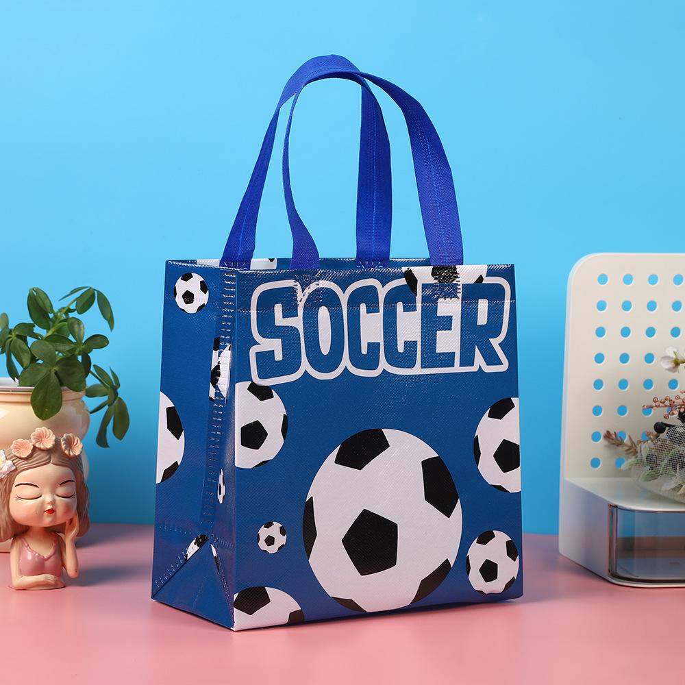 12Pcs Sports Football Theme Non Woven Gift Packing Bag Soccer Shopping Tote Bag for Kids Birthday Baby Shower Party Decoration
