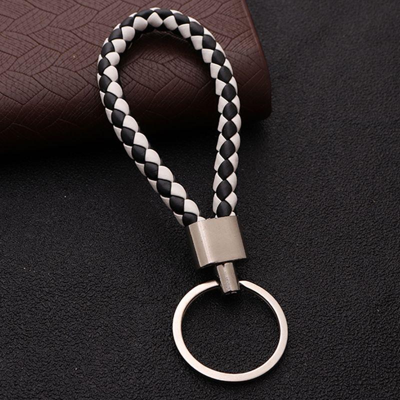 Handmade Braided Leather Keychain: Thick Cord for Practical Waist or Bag Hanging, Perfect for Couples.