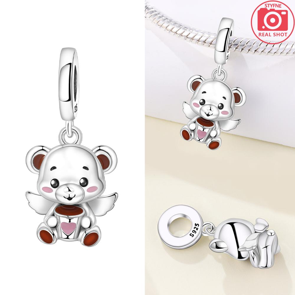 925 Silber Rosa Zirkon Liebesperlen Anhänger Passend für Armband Damen Schmuck DIY Geschenk Zarte Accessoires Jahrestag Geschenk