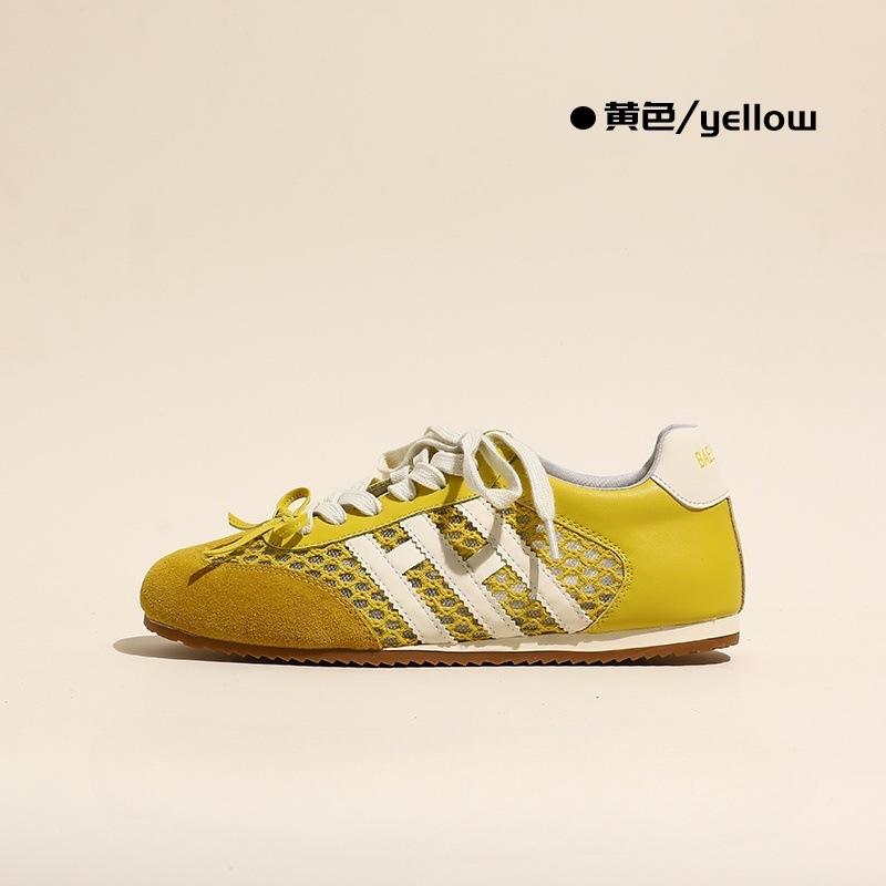 Breathable mesh leather sports and leisure shoes women's summer new lightweight flat net shoes