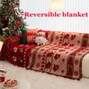 Red Festive Christmas-Themed Thickened Sofa Cover Multifunctional Blanket Full Cover Double - Sided Use Sofa Covers Cloth Towel