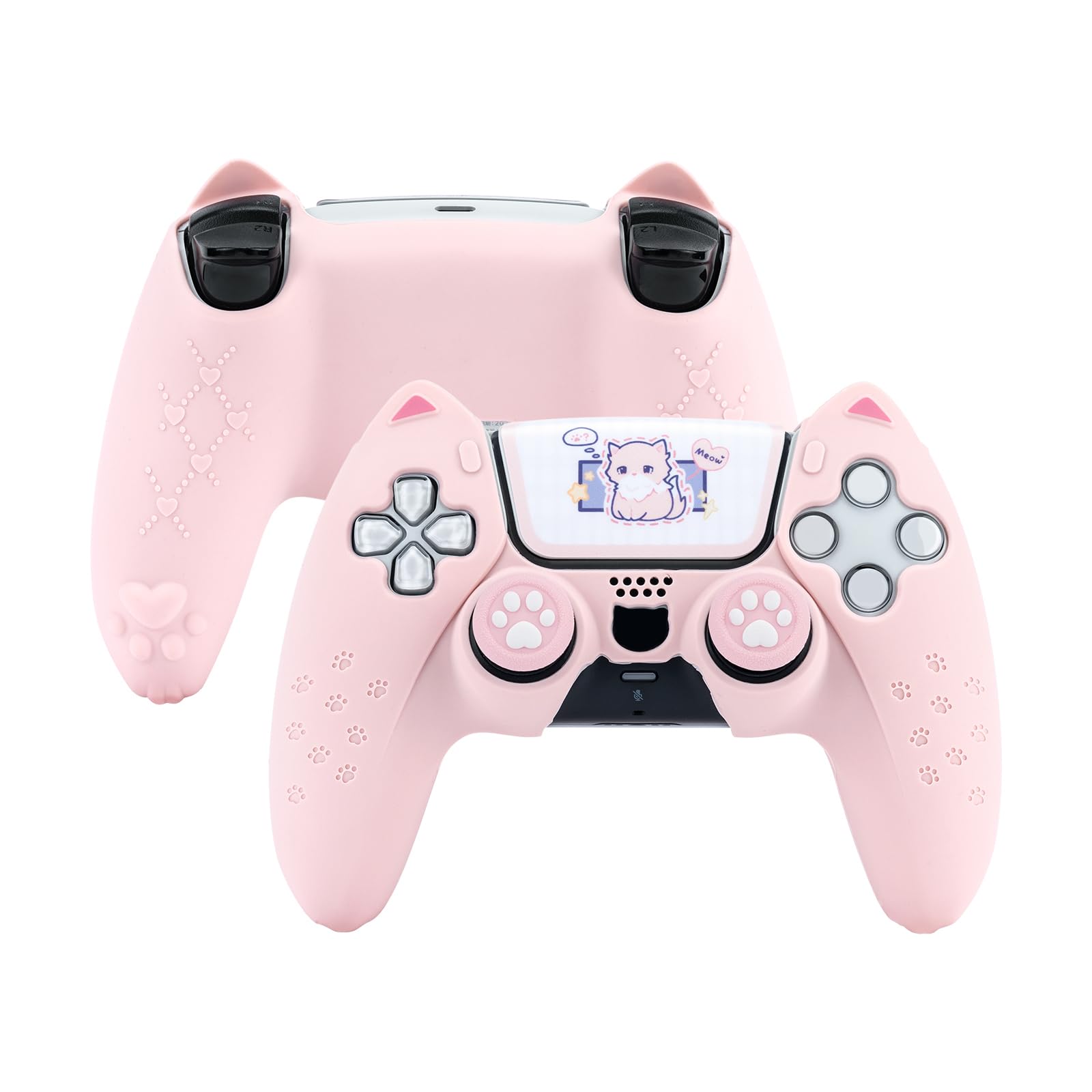 

GeekShare PS5 Controller Silicone Soft Skin Compatible with PlayStation 5 PS5 Controller Cover and Sticker Protective Protective Easy to PS5 рожевий